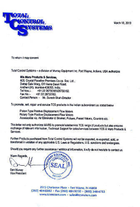 Distributor certificate